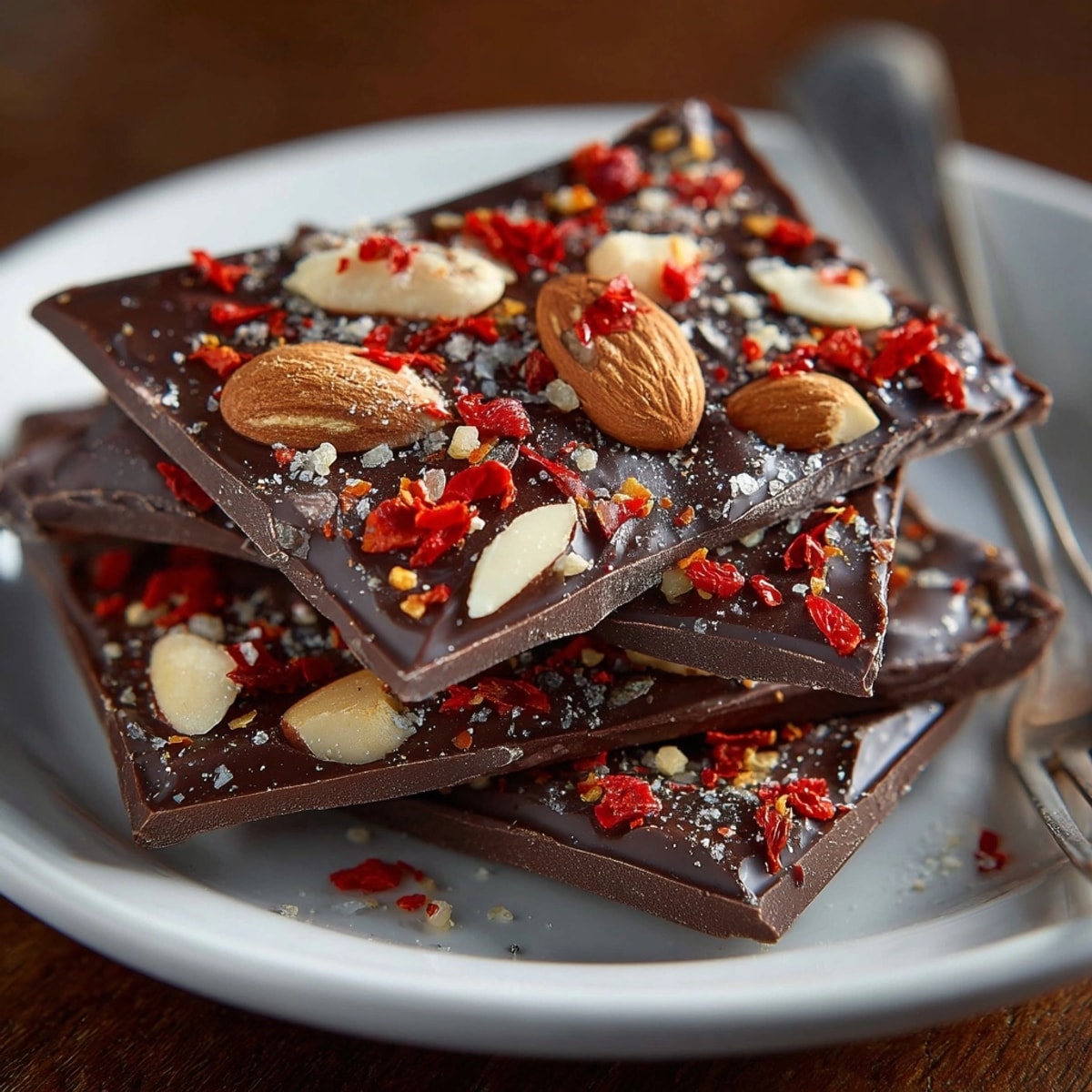 Enjoy vibrant Cinnamon Chili Chocolate Bark recipe: Dark, glossy, and ready to serve.