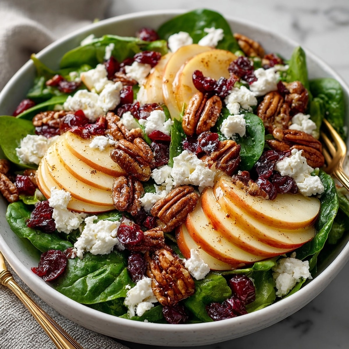 Delicious Apple Pecan Autumn Salad overflowing with seasonal bounty, perfect fall lunch.
