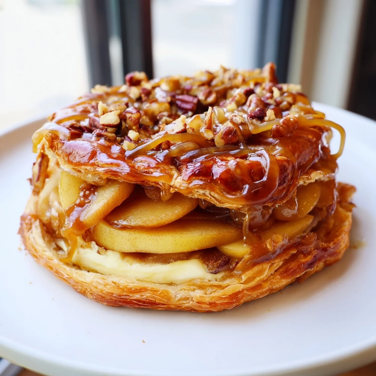 Golden pastry filled with luscious brie and caramelized apples for a fall delight.  