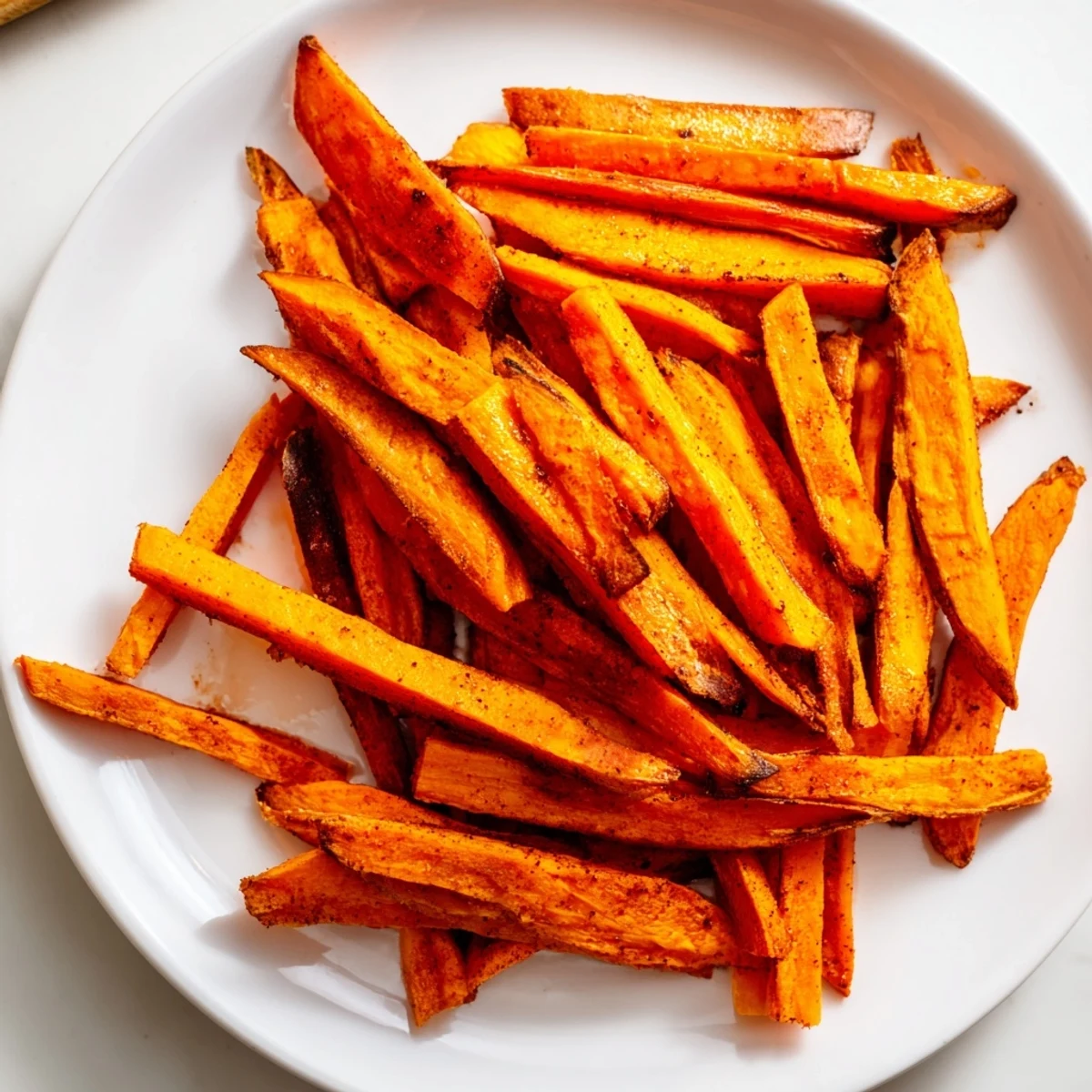 Deliciously roasted sweet potato fries, crispy outside and tender inside, ideal for side dishes.