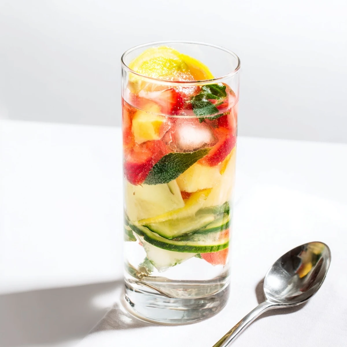 Refreshing water-based mocktails with sliced fruit and mint for a vibrant drink.  