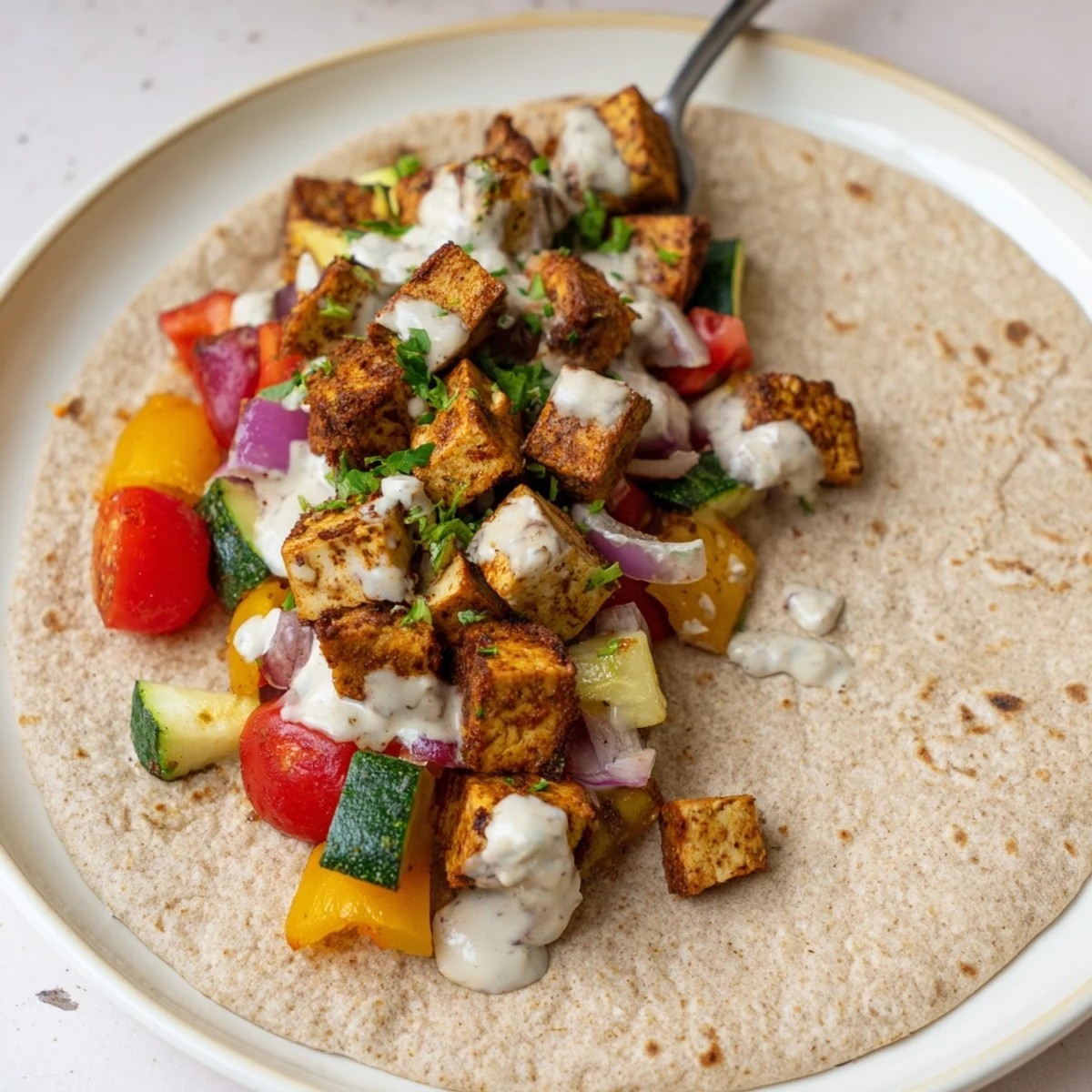 Roasted tofu and vibrant veggies create a delightful vegan viral recipe dish.  