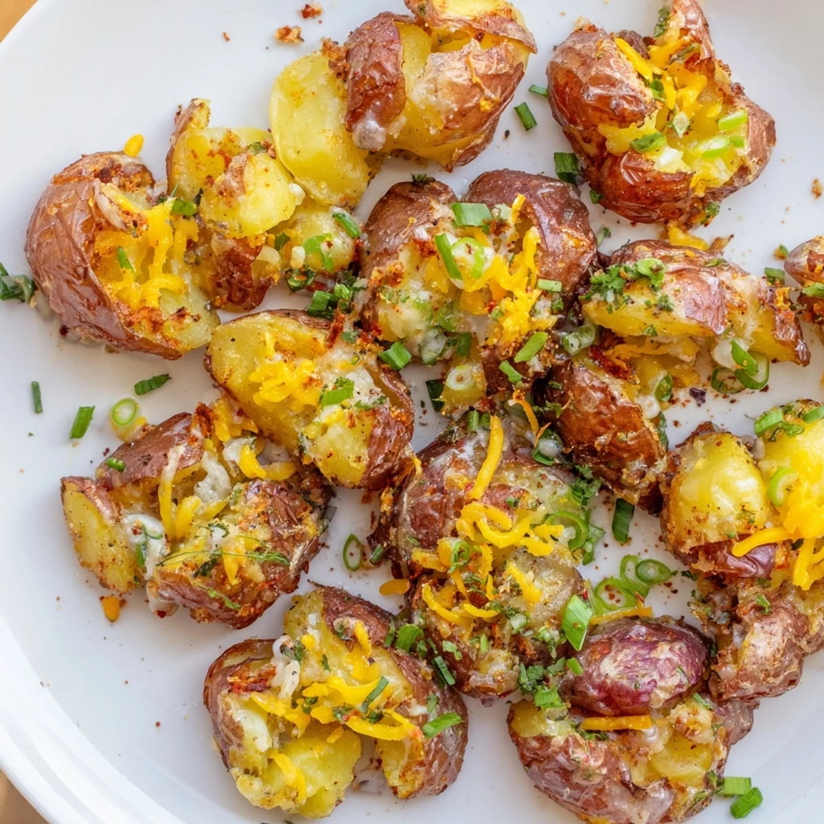 Oven-roasted Smashed Green Onion Potato Bombs, perfectly golden and bursting with flavor.