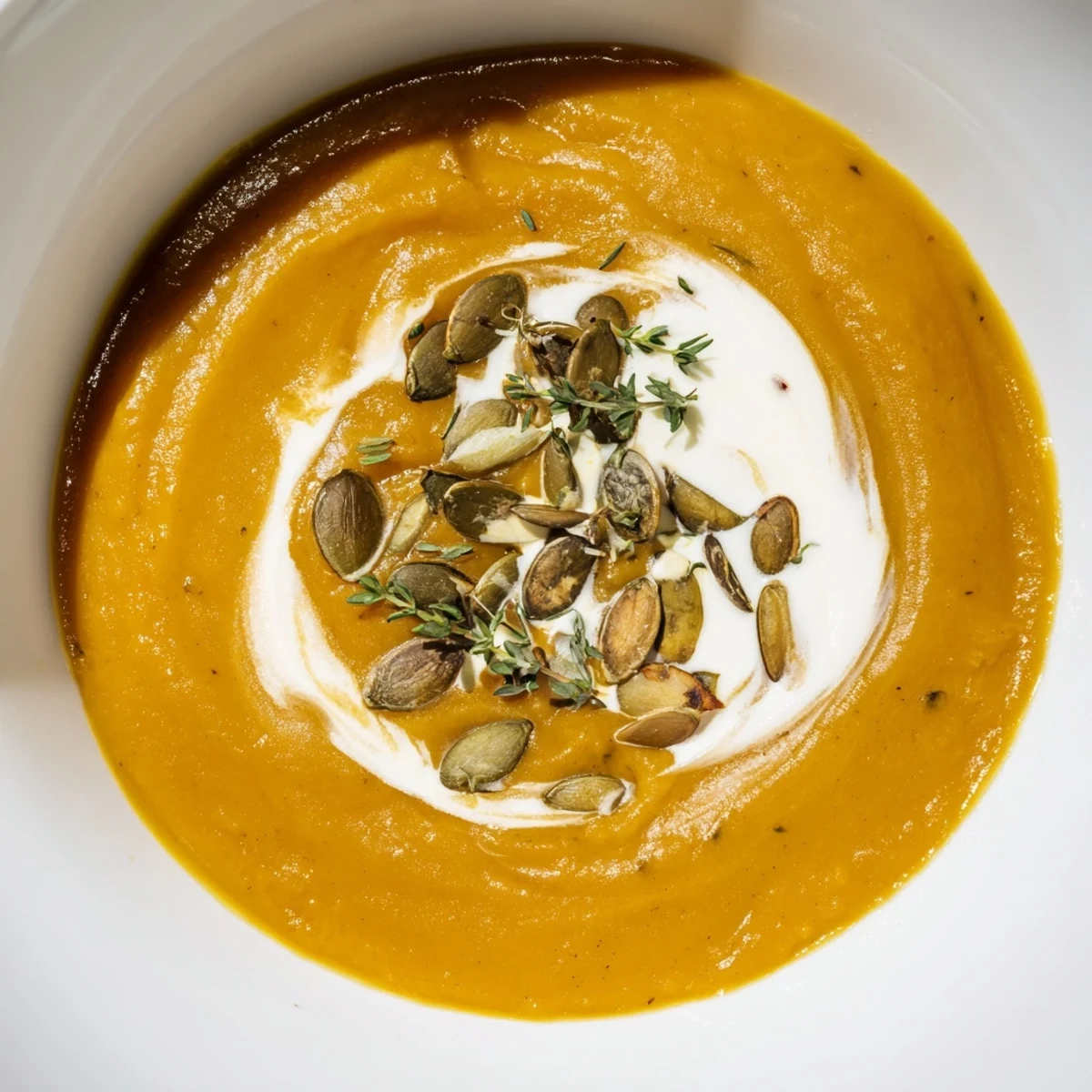 This rich and flavorful Creamy Roasted Acorn Squash Soup features a smooth, velvety texture, ready to enjoy.