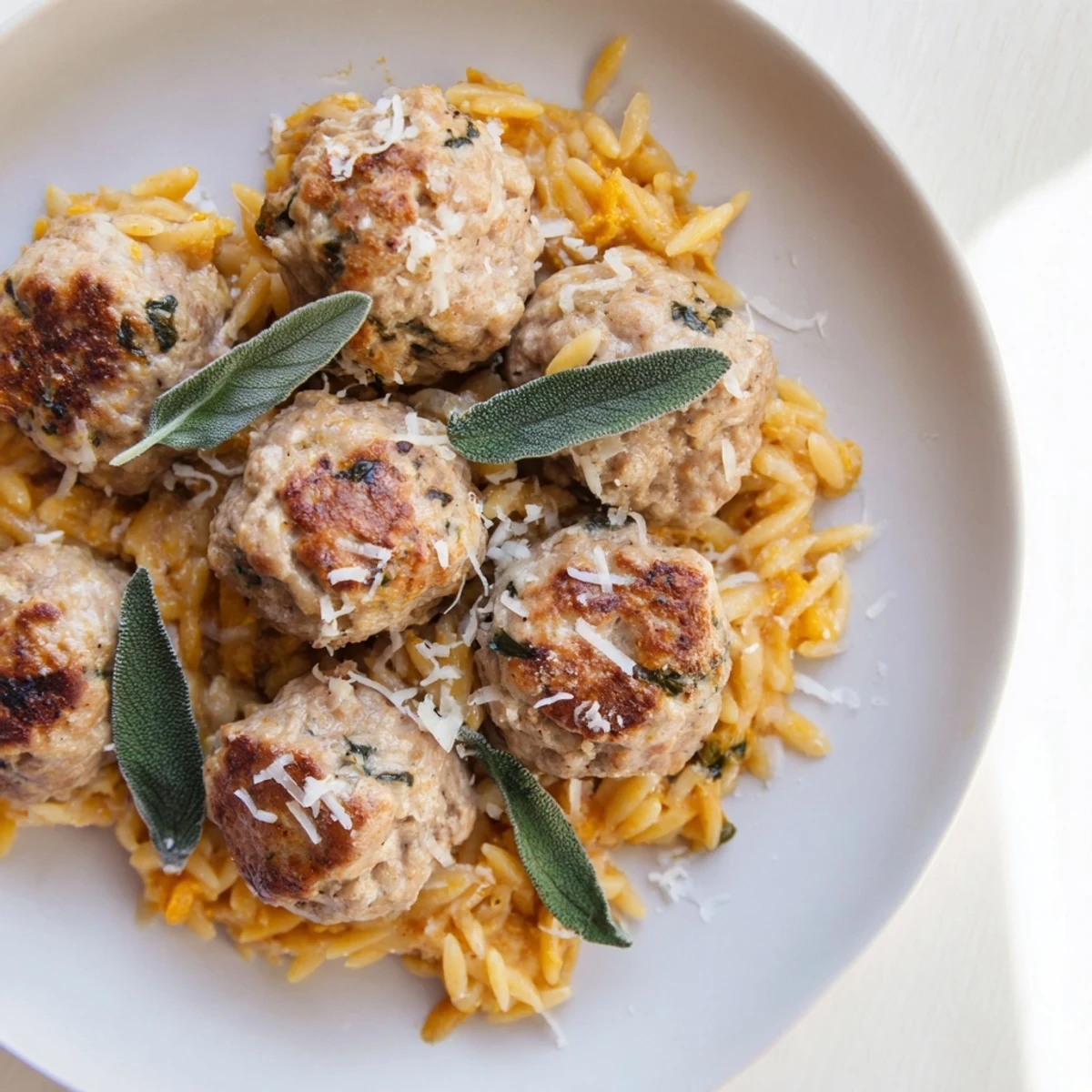 Sage Turkey Meatballs Pumpkin Orzo