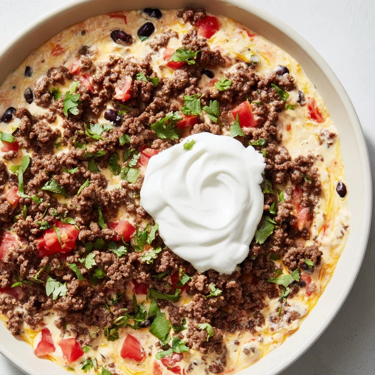 Warm and bubbly slow cooker cream cheese taco dip, perfect with crispy tortilla chips for everyone.