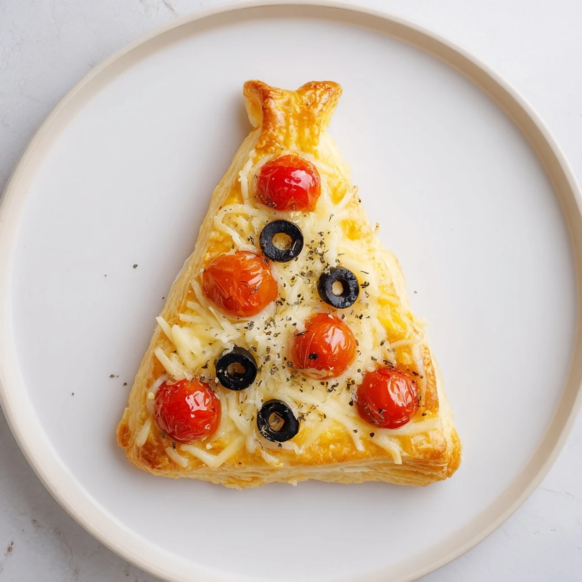 Warm, cheesy Puff Pastry Christmas Tree Pizza Bites: a delicious, family-friendly appetizer idea for the holidays.