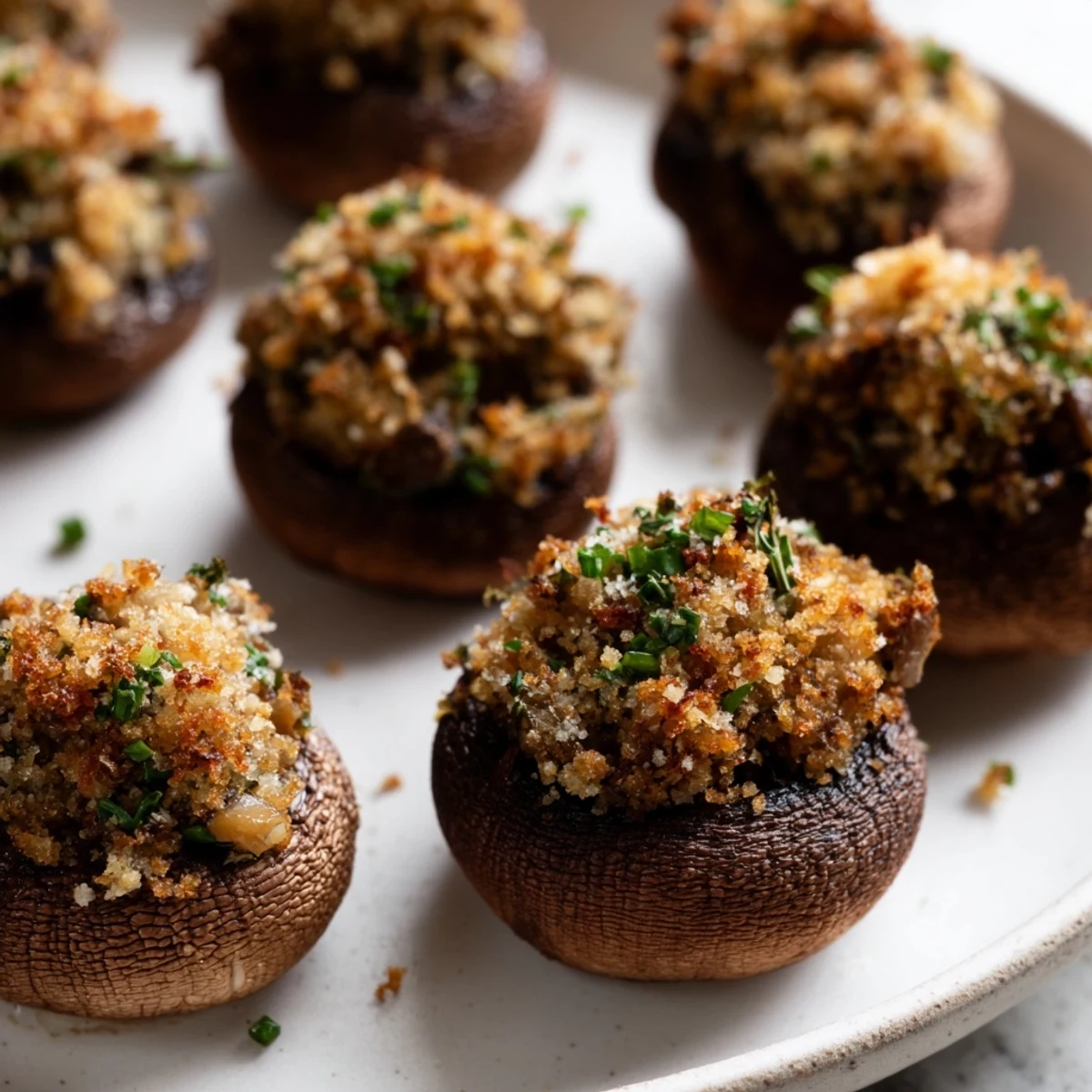 Warm, creamy Enchanted Forest Mushroom Nibbles, garnished with fresh herbs; a delightful vegetarian appetizer.