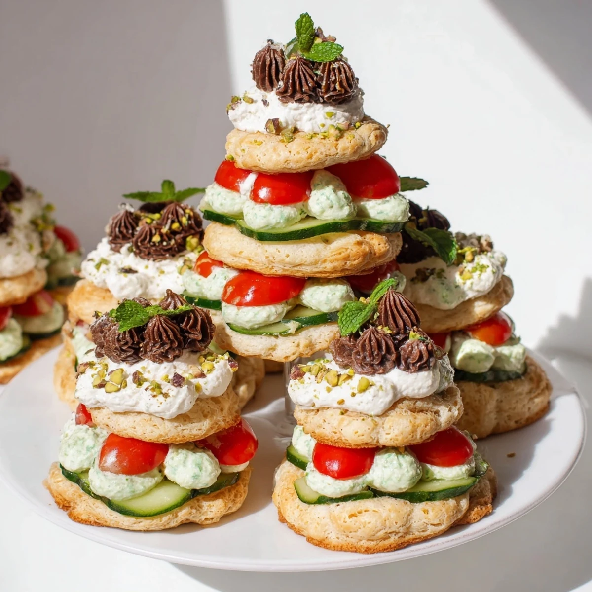 Delectable Tour dÉléphant Goûter Gourmand: a whimsical tower of layered sweet and savory delights.