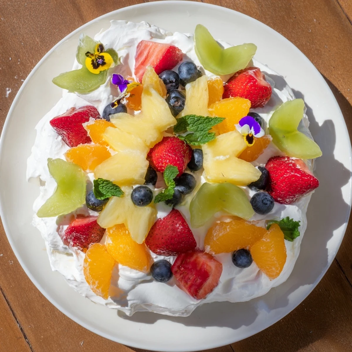 Butterfly Fruit and Cream Cheese Board artfully presents fresh fruits, creamy cheese, and butterfly pineapple shapes.