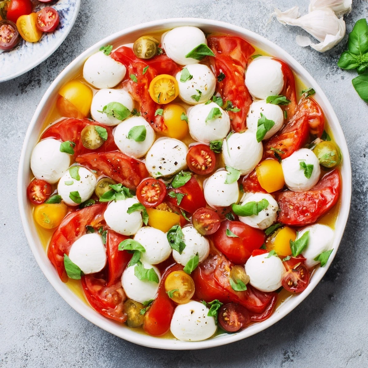Fresh Starfish Caprese Salad with basil and balsamic glaze, a perfect summer appetizer.