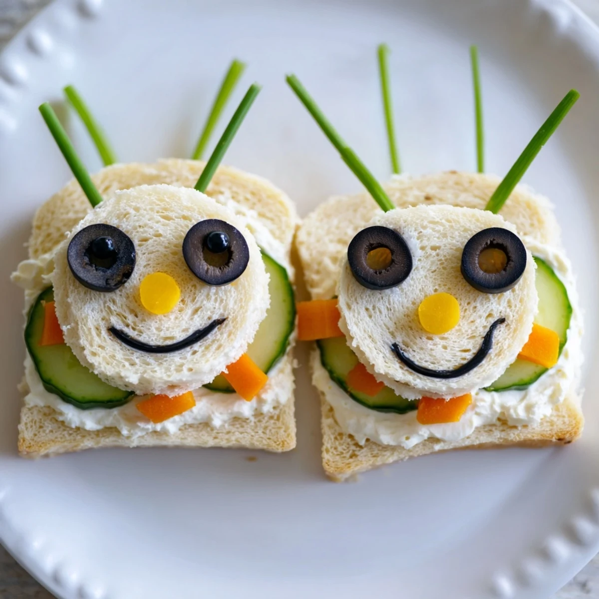 A bright board of adorable bee sandwiches, a fun appetizer for a children's party.