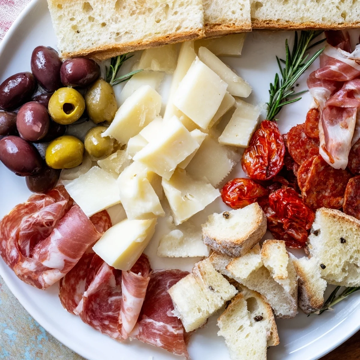 Rustic Italian Farmhouse Board overflowing with cheeses, meats, and olives, a feast for any gathering's centerpiece.