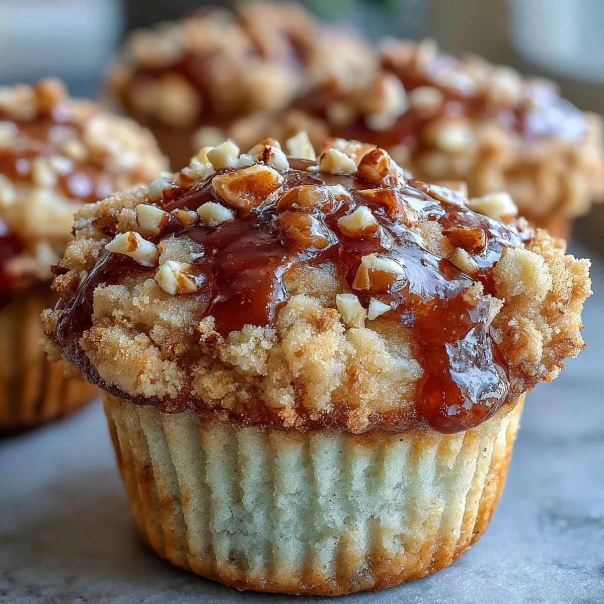 A batch of golden Peanut Butter and Guava Muffins fresh from the oven with a sweet aroma.