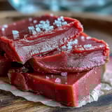 Smooth, sweet guava paste cut into squares, ready to serve with salty Manchego and crackers.