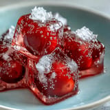 Refreshing Lychee Agar Jelly Cubes tossed in bubbly yuzu water, perfect for dessert.