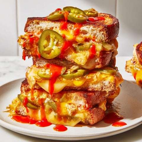 Golden-brown Spicy Pickle Grilled Cheese Dippers, oozing melted cheese, ready for dipping in ranch.