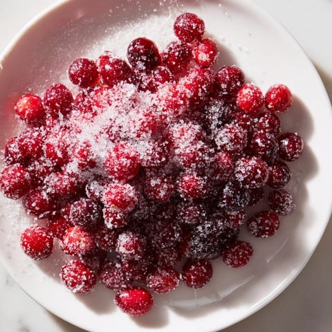 Vibrant 5-Minute Express Candied Cranberries, coated in sparkling sugar, displayed for gifting or snacking.