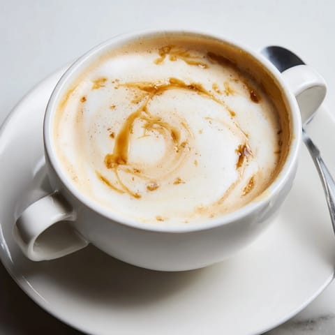 A creamy Onion Latte topped with frothy milk, perfect for adventurous coffee lovers.  