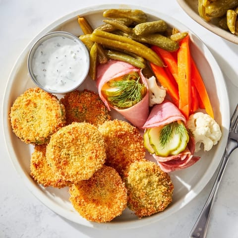 A colorful platter of pickled vegetables and fried pickles brings joy in the Pickle Lovers Meal.  