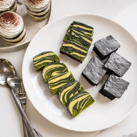 Mini chai tiramisu cups layered with spiced mascarpone, dusted with cocoa and cinnamon.  