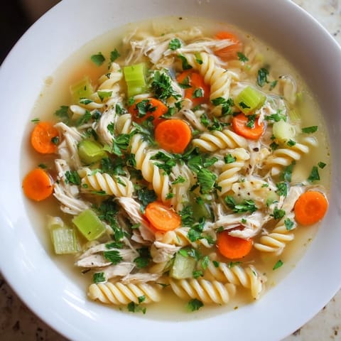 Hearty Crockpot Chicken Noodle Soup with vibrant carrots and celery, perfect for a cozy weeknight dinner.