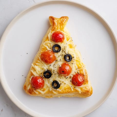 Warm, cheesy Puff Pastry Christmas Tree Pizza Bites: a delicious, family-friendly appetizer idea for the holidays.