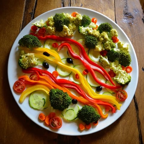 Vibrant Seahorse Veggie Dip Platter, perfect for parties, with crisp vegetables and a delicious dip.