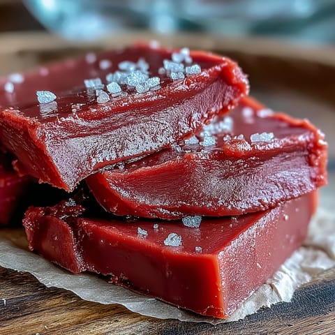 Smooth, sweet guava paste cut into squares, ready to serve with salty Manchego and crackers.