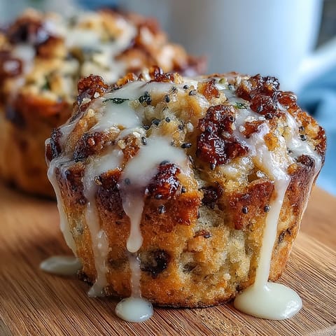 Bright lemon poppy seed muffins with a glossy lemon glaze, golden tops and poppy seed speckles for a zesty spring brunch treat.