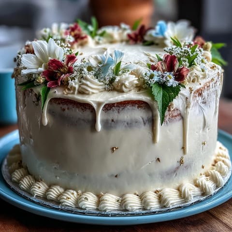 Taurus Graduation Birthday Cake with Floral Buttercream: elegant layered vanilla cake with delicate buttercream flowers and gold accents.