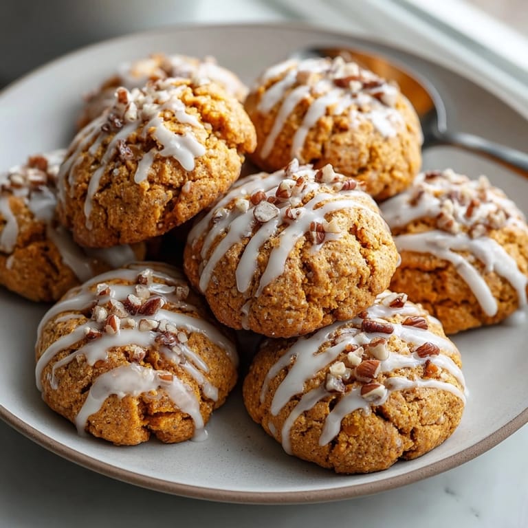 Chewy, fragrant Maple Ginger Spiced Pumpkin Cookies cooling on a wire rack, baking season.