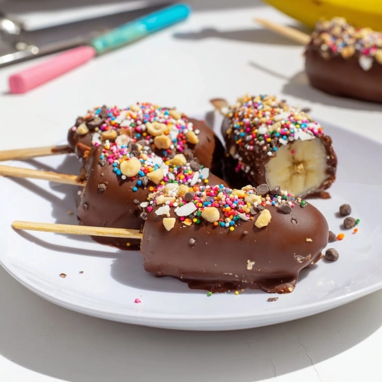 Easy Frozen Chocolate Bananas recipe: chocolate-dipped bananas flash-frozen, creating a delightful summer treat.