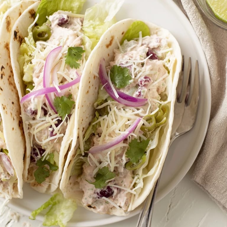 Savory tacos filled with tangy cranberry jalapeño dip and colorful toppings.  