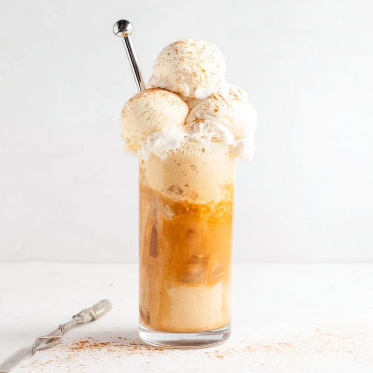 Pumpkin cream soda floats served in tall glasses, perfect for fall gatherings and celebrations.