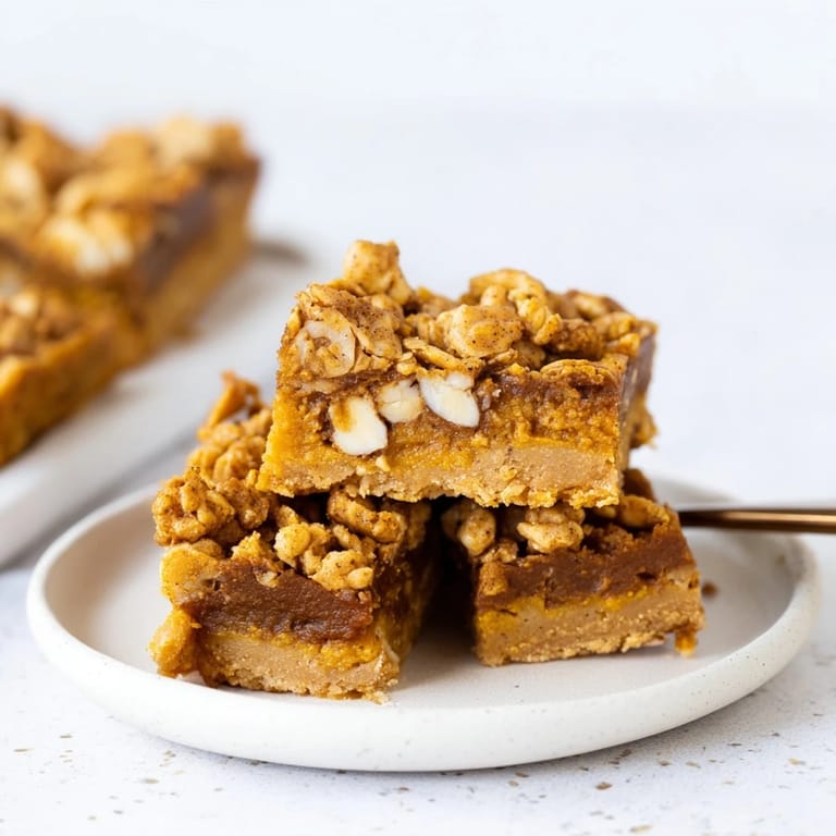 Savor these pumpkin pie blondies with a smooth coffee crunch on top.  