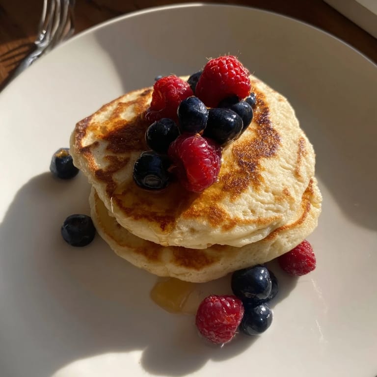 Golden brown Greek yogurt pancakes sizzling in a skillet, a healthy breakfast delight.