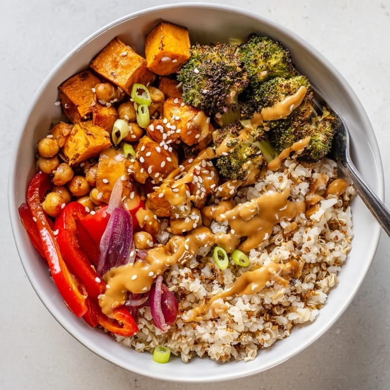 Colorful grain bowls featuring miso-butter and gochujang-maple sauces, ideal for sharing.  