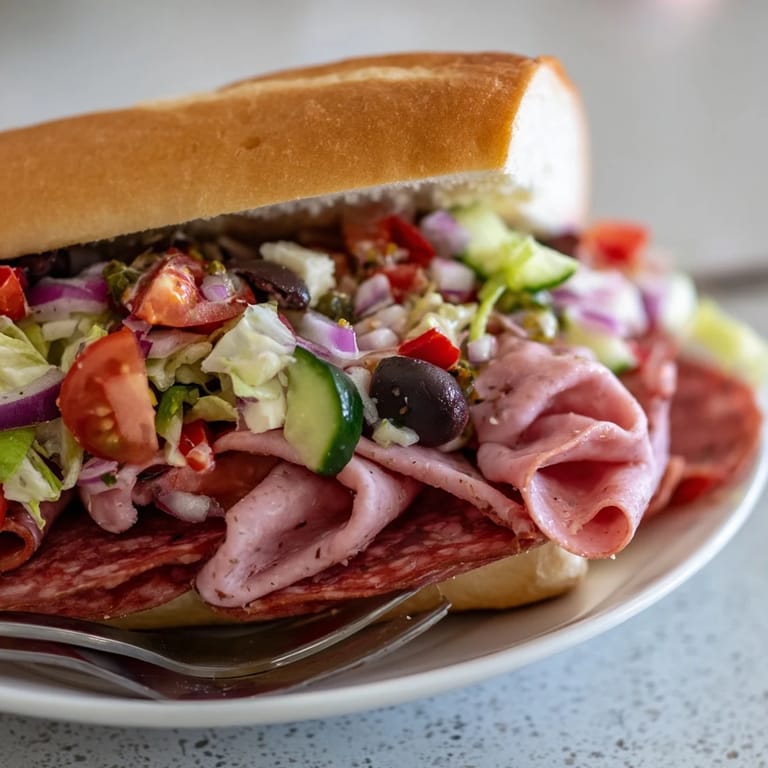 Vibrant Flavor Mash-Up Sandwiches bursting with Italian flavors and colorful toppings.  