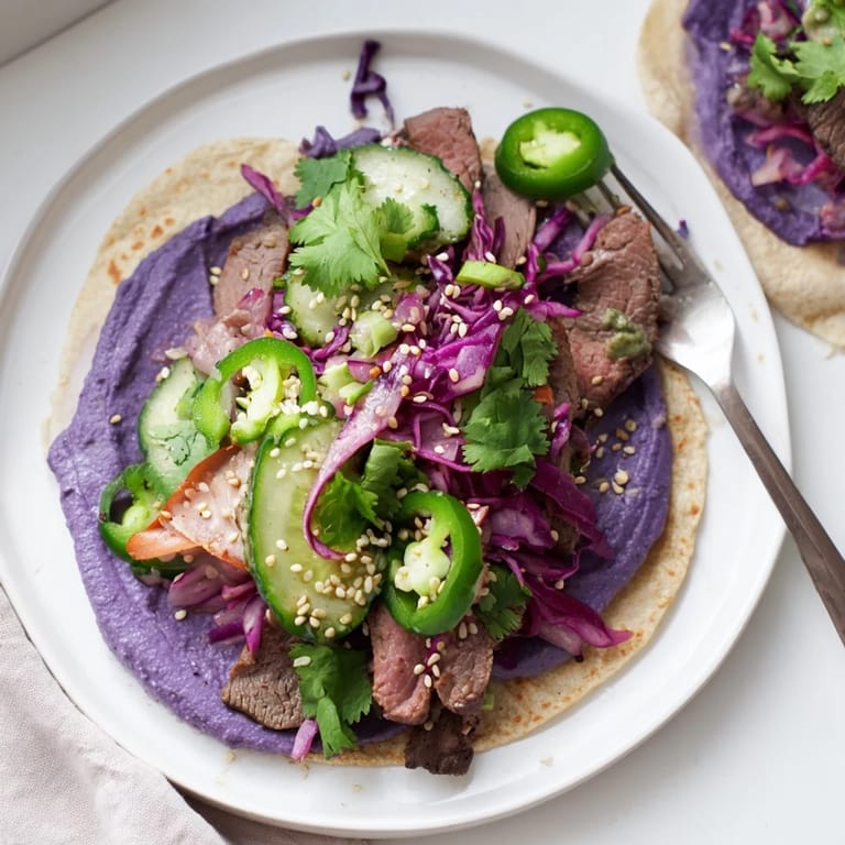 Flavorful bowls filled with marinated protein, colorful toppings, and zesty ube crema.  