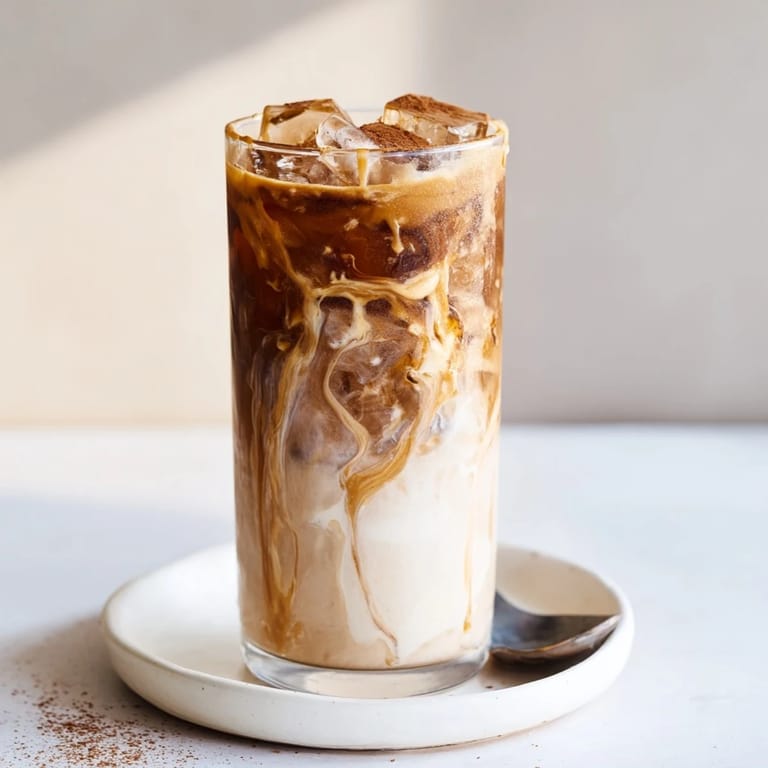 Delicious tahini iced coffee blended with cold brew and sweet maple syrup.