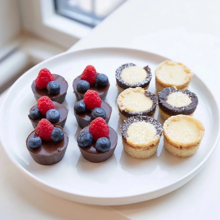 Fresh berries and flaky salt accent the diverse flavors of delicious Mini Dessert Bites, ready for a dessert buffet.