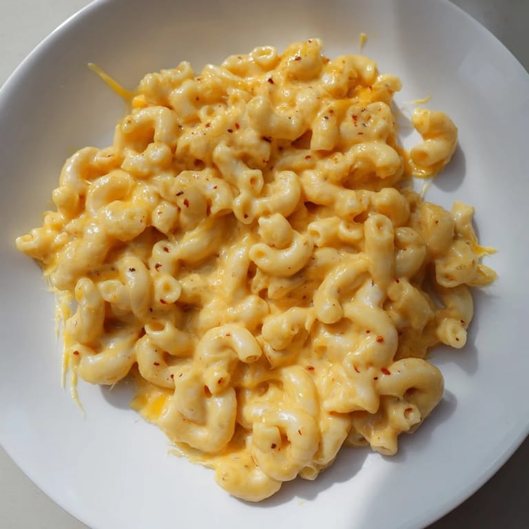 A comforting close-up showcases vibrant One-Pot Butternut Squash Mac & Cheese, perfectly cooked and cheesy.