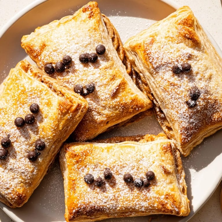 Warm, comforting image of homemade Sleeping Gingerbread Puff Pastry Pockets, perfect for a cozy dessert.