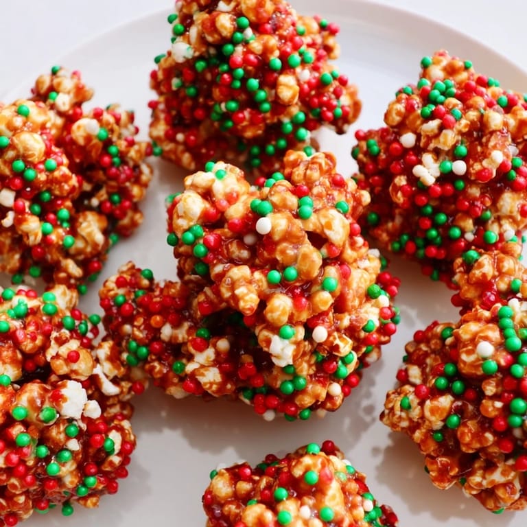 Freshly made, sweet Popcorn Piles boast a colorful sprinkle topping, offering a quick and delicious American snack.