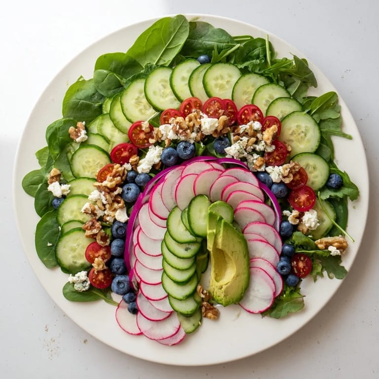 Close-up of the elegant Fibonacci Fan Salad, perfectly arranged for a balanced, flavorful bite.