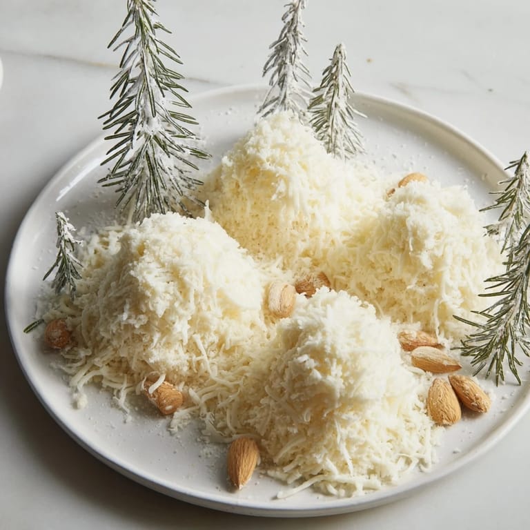 This festive Frosted Pine appetizer features snowy cheddar, perfect for a winter holiday gathering.
