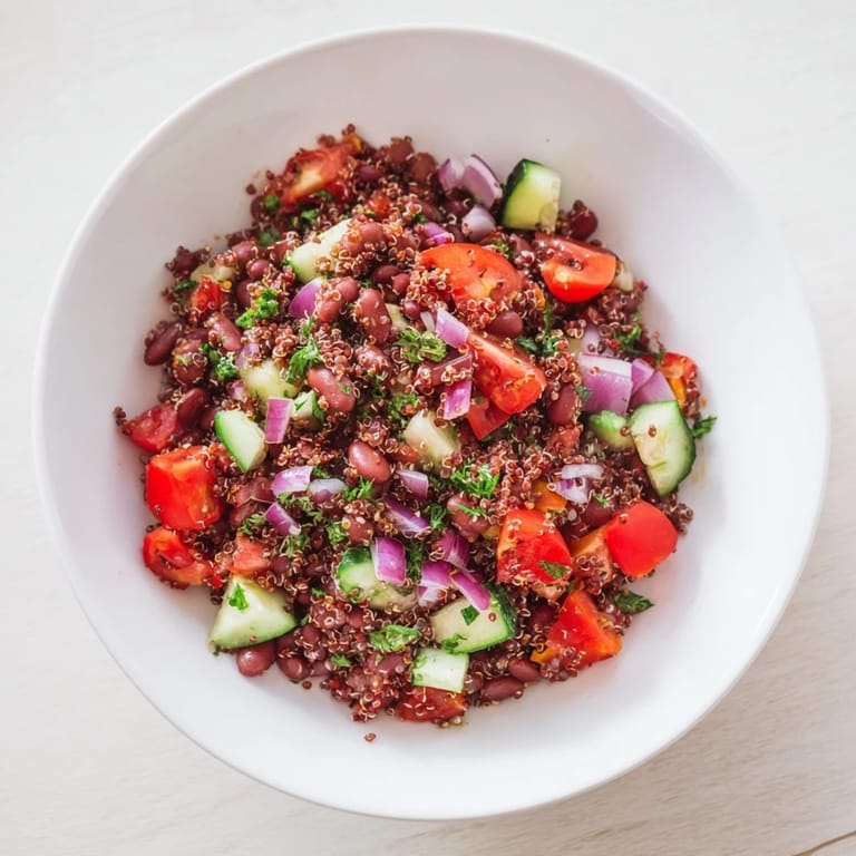 Vibrant Dense Bean Salad with Wellness Seeds featuring mixed beans, crunchy veggies, and nutritional seeds.