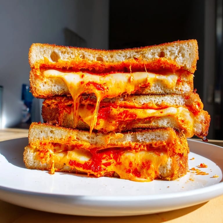 The irresistible spice from Sriracha mayo coats every bite of this easy Spiked Grilled Cheese sandwich.