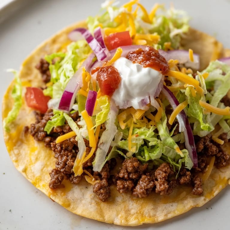 Mouthwatering, sizzling Crispy Smash Tacos, with cheese melting, topped with vibrant, crunchy vegetables.